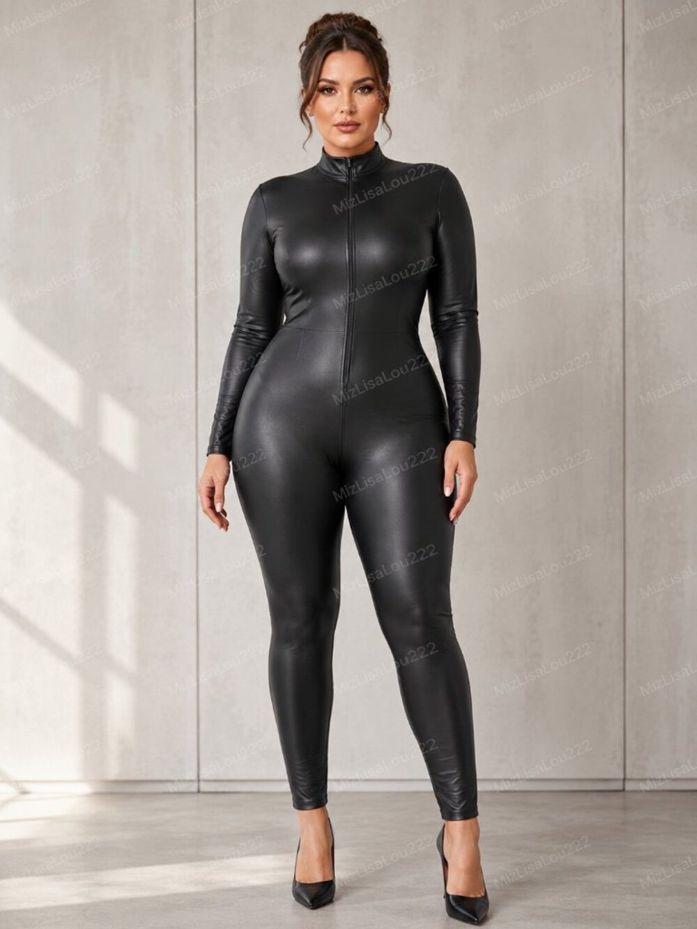 Good American Black Catsuit Jumpsuit 2XL Stretch Zip Front - New no tags